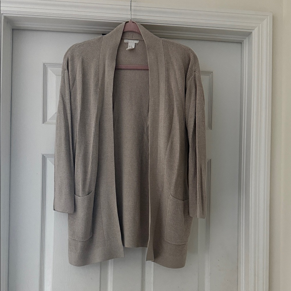 H&M Taupe Open-Front Cardigan